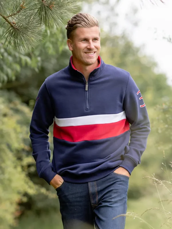 Striped Quarter Zip Sweatshirt