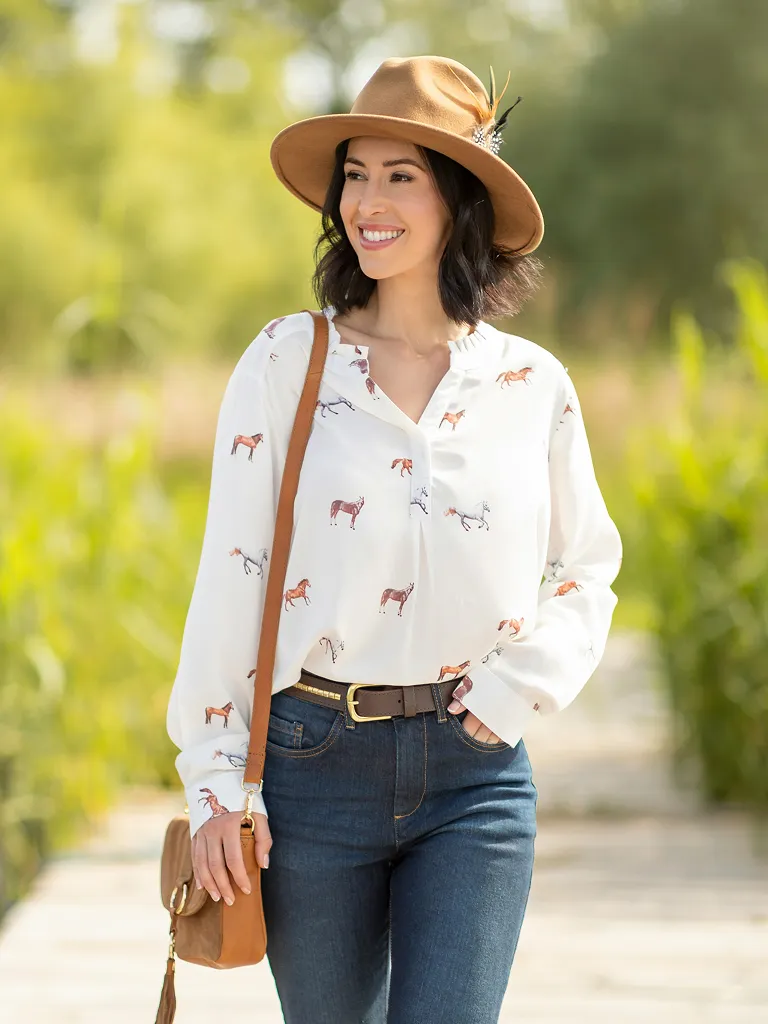 Equestrian Print Blouse