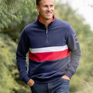 Striped Quarter Zip Sweatshirt