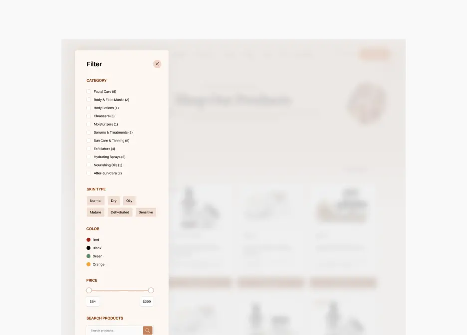 Product Filter Panel